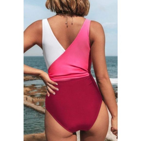 Cupshe Colorblock Wrap Crisscross One Piece Swimsuit M - Picture 2 of 3